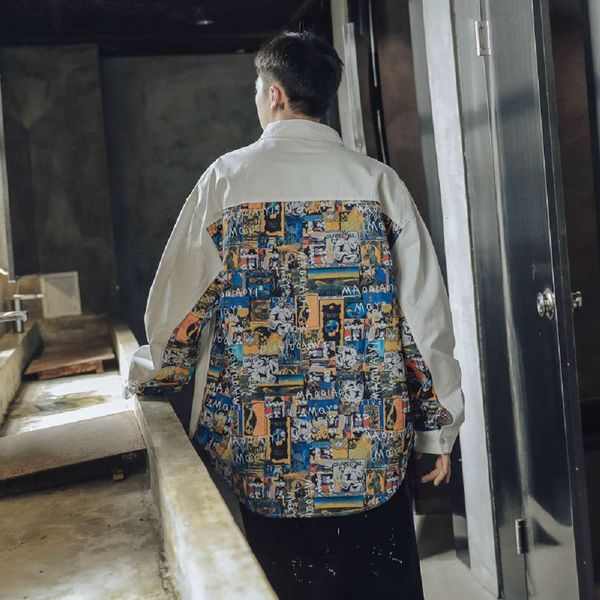 men's casual shirts shirtautumn jacket cartoon mosaic printing long sleeve shirt men's fashion brand loose casual clothes 36ul, White;black
men's casual shirts shirtautumn jacket cartoon mosaic printing long sleeve shirt men's fashion brand loose casual clothes 36ul, White;black