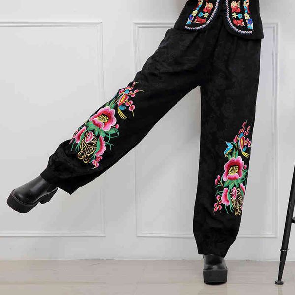 women's pants & capris autumn winter women vintage embroidery straight black elastic waist cotton linen casual trousers pantalones, Black;white
women's pants & capris autumn winter women vintage embroidery straight black elastic waist cotton linen casual trousers pantalones, Black;white
