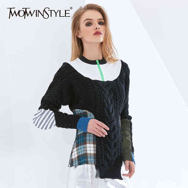 patchwork plaid sweater for women turtleneck puff long sleeve casual tunic knitted female fashion clothes 210423, White;black
patchwork plaid sweater for women turtleneck puff long sleeve casual tunic knitted female fashion clothes 210423, White;black