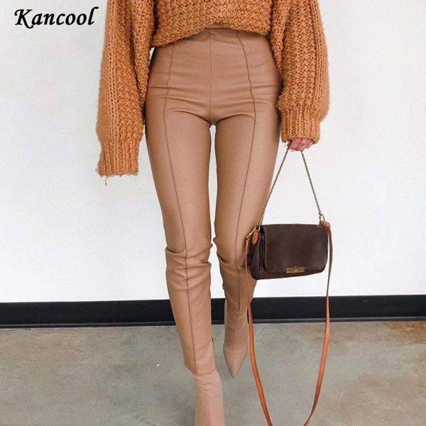 women's leggings kancool 2021 fashion pu leather pants khaki women casual zip up pencil trouser autumn winter ladies high waist pant de, Black
women's leggings kancool 2021 fashion pu leather pants khaki women casual zip up pencil trouser autumn winter ladies high waist pant de, Black
