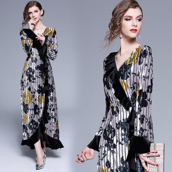 casual dresses women plus size 2xl flare sleeve fashion luixury velvet print froal big woman long maxi dress elegant robe femme, Black;gray
casual dresses women plus size 2xl flare sleeve fashion luixury velvet print froal big woman long maxi dress elegant robe femme, Black;gray