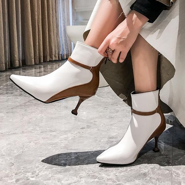 boots 2021 spring autumn stiletto thin high heels pointed toe faux leather zipper style ankle womens bota feminina 34 35 39, Black
boots 2021 spring autumn stiletto thin high heels pointed toe faux leather zipper style ankle womens bota feminina 34 35 39, Black