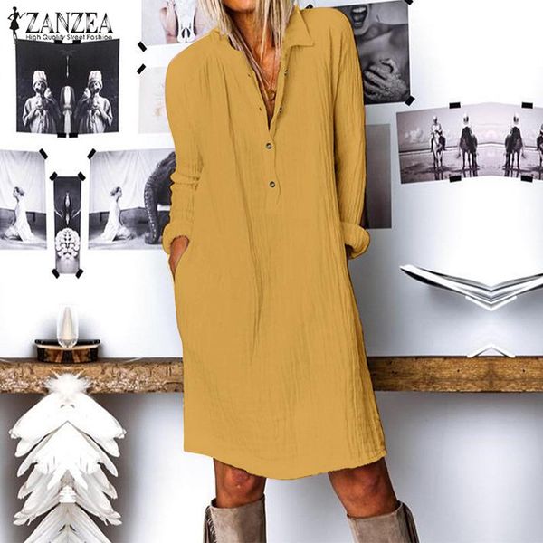 2021zanzea fashion autumn lapel neck long shirt dress women long sleeve buttons cotton linen sundress casual loose work ol vestido, Black;gray
2021zanzea fashion autumn lapel neck long shirt dress women long sleeve buttons cotton linen sundress casual loose work ol vestido, Black;gray