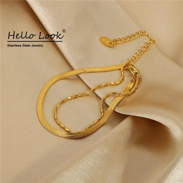 link, chain hellolook french double layer stacking flat snake bracelet 18k gold plated beads for women fashion jewelry, Black
link, chain hellolook french double layer stacking flat snake bracelet 18k gold plated beads for women fashion jewelry, Black