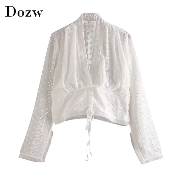 retro embroidery short blouse women v neck bandage elegant shirt lady long sleeve vintage white blouses ropa mujer 210414
retro embroidery short blouse women v neck bandage elegant shirt lady long sleeve vintage white blouses ropa mujer 210414