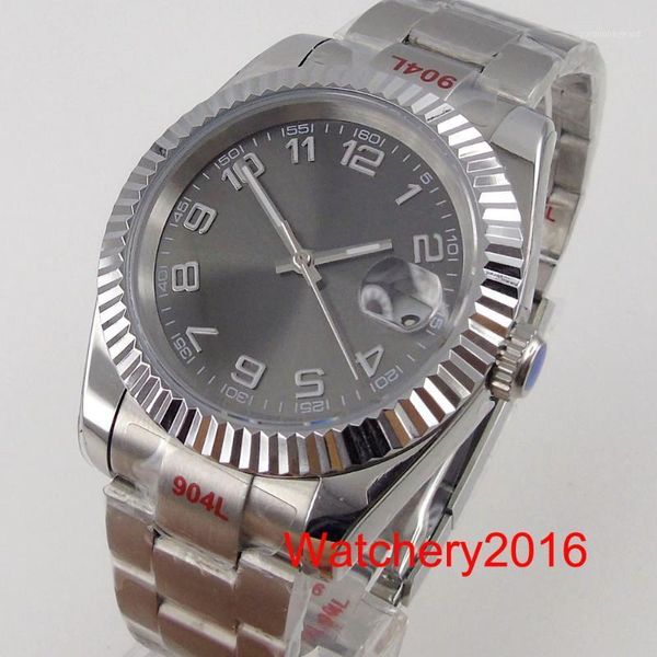 wristwatches bliger 39mm grey dial men steel case watch 21 jewels japan miyota 8215 automatic wristwatch fluted bezel brushed oyster strap, Slivery;brown
wristwatches bliger 39mm grey dial men steel case watch 21 jewels japan miyota 8215 automatic wristwatch fluted bezel brushed oyster strap, Slivery;brown