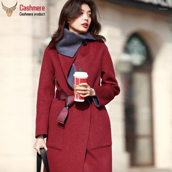 women's wool & blends coat double-sided women cashmere lapel two-color contrast alpaca fashion red, Black
women's wool & blends coat double-sided women cashmere lapel two-color contrast alpaca fashion red, Black