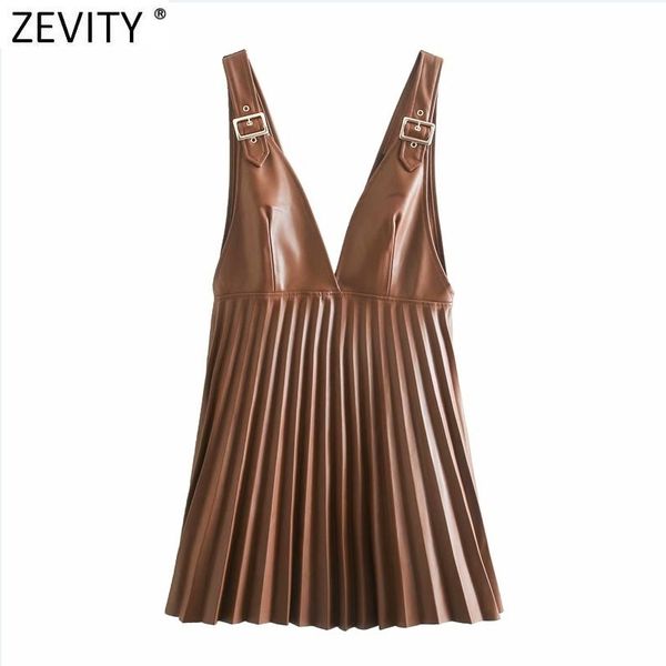 zevity women vintage deep v neck solid color pu leather pleated mini dress femme chic adjustable strap vestido cloth ds5020 210419, Black;gray
zevity women vintage deep v neck solid color pu leather pleated mini dress femme chic adjustable strap vestido cloth ds5020 210419, Black;gray