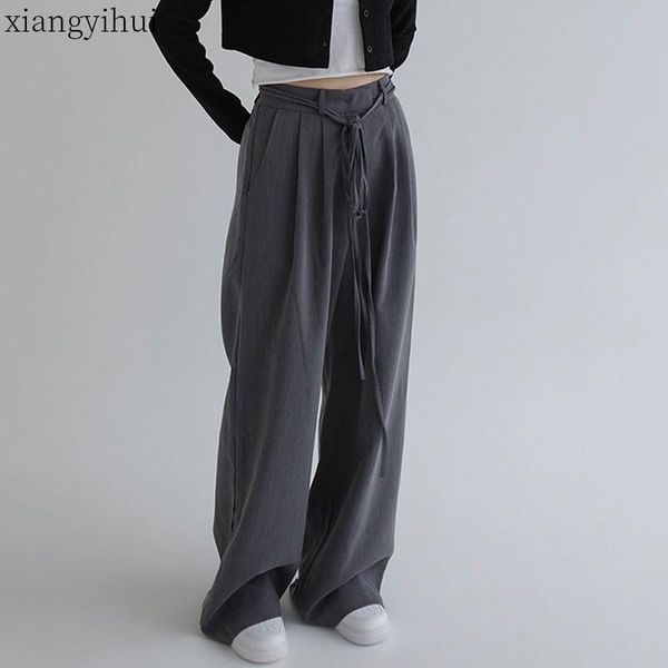 women's pants & capris loose casual woman long grey black high waist lace-up pockets trousers female full length back elastic, Black;white
women's pants & capris loose casual woman long grey black high waist lace-up pockets trousers female full length back elastic, Black;white