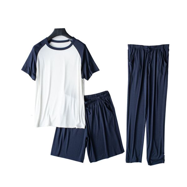 delicious plus size 3 set of modal pajamas for men patchwork short mouwen nightcap summer o neck nightgown casual losse homewear sets, Black;brown
delicious plus size 3 set of modal pajamas for men patchwork short mouwen nightcap summer o neck nightgown casual losse homewear sets, Black;brown