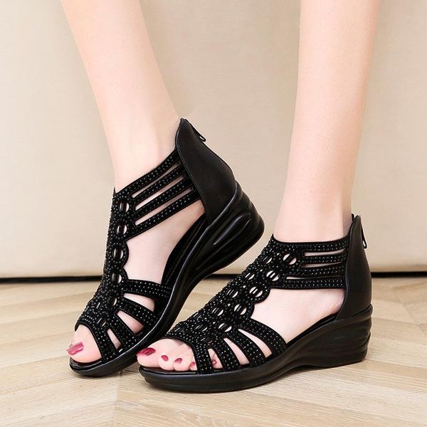 women rome wedges sandals shoes ladies rhinestone fish mouth hollow back zipper casual zapatos de mujer 2021, Black
women rome wedges sandals shoes ladies rhinestone fish mouth hollow back zipper casual zapatos de mujer 2021, Black
