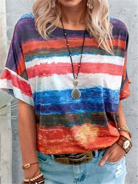 women's t-shirt color block gradient stripe round neck loose casual basic clothes gray purple red yellow orange blue sky, White
women's t-shirt color block gradient stripe round neck loose casual basic clothes gray purple red yellow orange blue sky, White