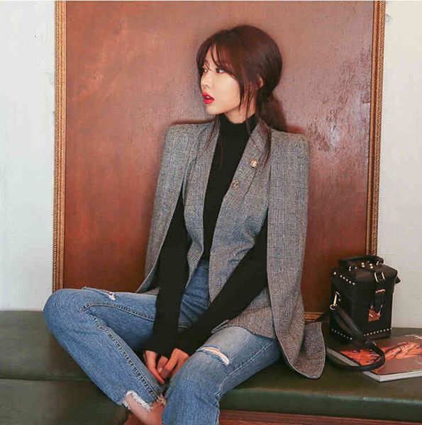 autumn fashion cloak cape women work wear open front poncho coat notch lapel split long sleeve slim suit jacket outerwear, Black;brown
autumn fashion cloak cape women work wear open front poncho coat notch lapel split long sleeve slim suit jacket outerwear, Black;brown