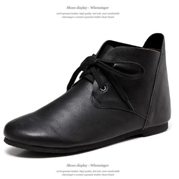 shoes woman flat genuine leather lace up ankle for women ladies spring/autumn shoe boots female footwear, Black
shoes woman flat genuine leather lace up ankle for women ladies spring/autumn shoe boots female footwear, Black