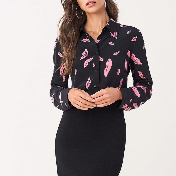 women's blouses & shirts silk lips red printed shirt long sleeve wide pine mulberry blouse women spring, White
women's blouses & shirts silk lips red printed shirt long sleeve wide pine mulberry blouse women spring, White