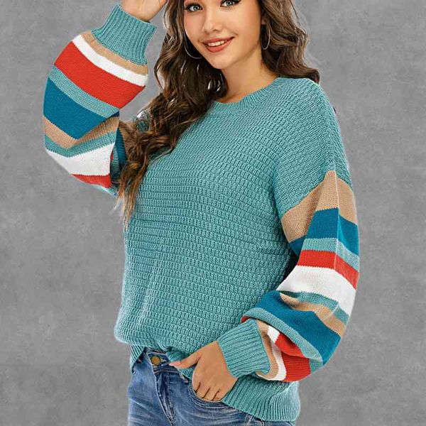 plus size autumn knitted striped sweater women long sleeve color-block knitting sweaters pullovers female winter loose jumper 210603, White;black
plus size autumn knitted striped sweater women long sleeve color-block knitting sweaters pullovers female winter loose jumper 210603, White;black