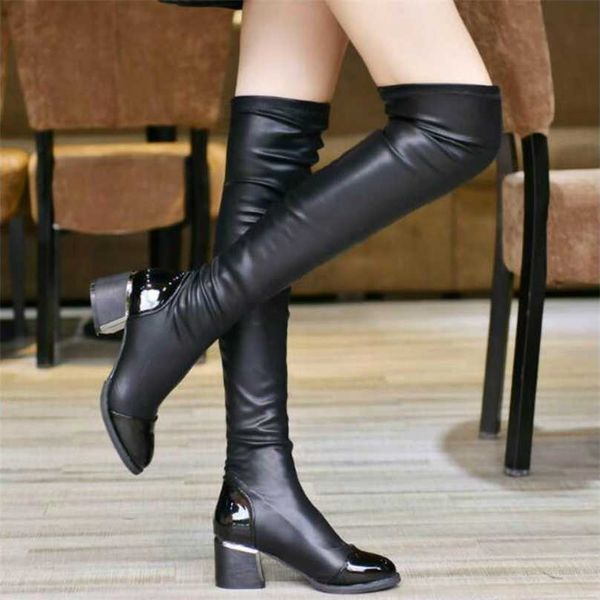 women boots autumn winter add cotton warm knee-high long woman elasticity heel height shoes ladies fashion casual 211104, Black
women boots autumn winter add cotton warm knee-high long woman elasticity heel height shoes ladies fashion casual 211104, Black