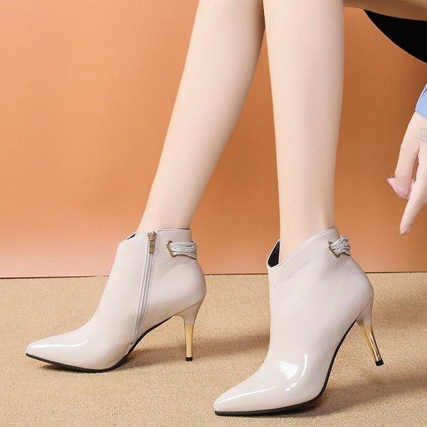 boots fashion nice pointed toe patent leather ankle women rhinestone zipper thin high heels botas mujer autumn shoes, Black
boots fashion nice pointed toe patent leather ankle women rhinestone zipper thin high heels botas mujer autumn shoes, Black