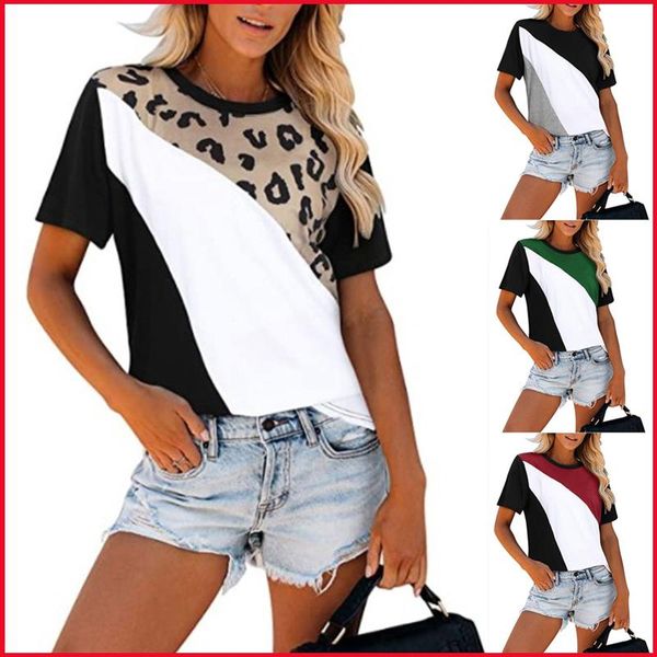 women's t-shirt summer fashion leopard print patchwork plus size women casual loose o-neck short sleeve tshirts tees female clothes t, White
women's t-shirt summer fashion leopard print patchwork plus size women casual loose o-neck short sleeve tshirts tees female clothes t, White
