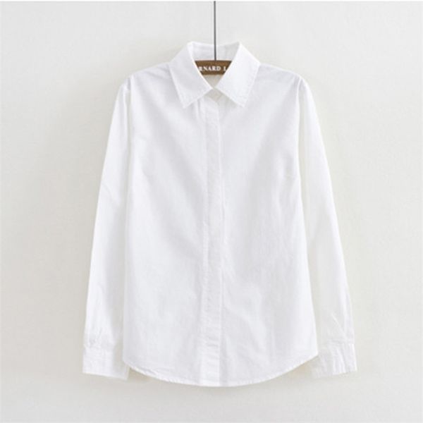 100% cotton shirt women blouses autumn lapel long sleeve solid white s casual slim office lady work 210522
100% cotton shirt women blouses autumn lapel long sleeve solid white s casual slim office lady work 210522