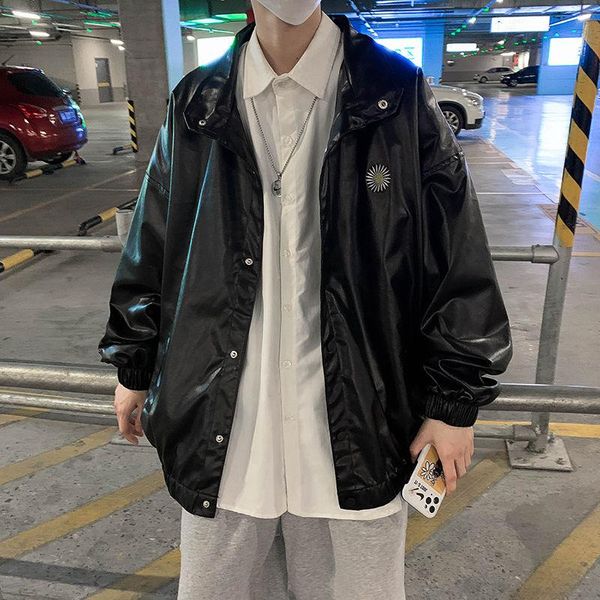 men's jackets 2021 spring leather jacket loose leisure trend versatile coat kpop smart casual hip hop, Black;brown
men's jackets 2021 spring leather jacket loose leisure trend versatile coat kpop smart casual hip hop, Black;brown