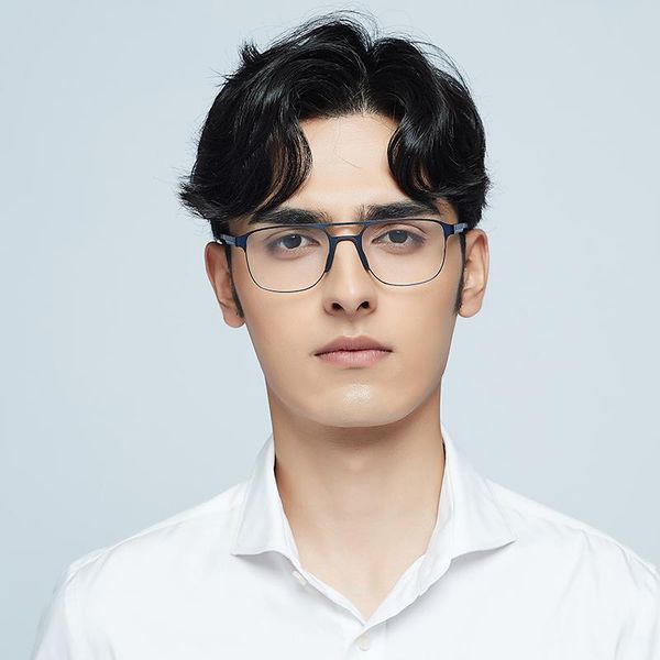 men classic luxury alloy glasses tr90 temples anti blue light blocking double bridge square fashion sunglasses frames, Black
men classic luxury alloy glasses tr90 temples anti blue light blocking double bridge square fashion sunglasses frames, Black