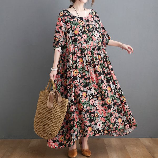 oversize summer dresses for womens clothing cotton linen floral print beach holiday dress loose casual big swing dress plus size, Black;gray
oversize summer dresses for womens clothing cotton linen floral print beach holiday dress loose casual big swing dress plus size, Black;gray