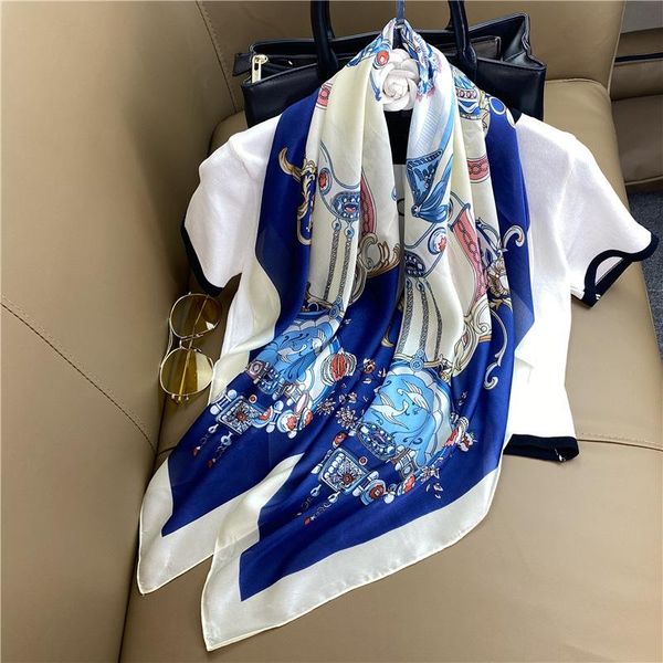 scarves rich tree brand winter silk scarf women neckerchief female kerchief fashion bandanna handkerchief for ladies poncho, Blue;gray