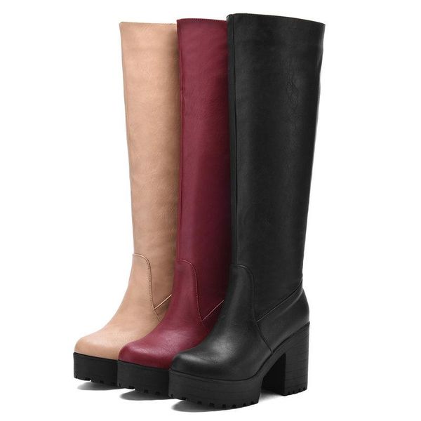 boots knee-high pu square high heels for women fashion all-match shoes 2021 fall winter booties female plus size 34-43, Black
boots knee-high pu square high heels for women fashion all-match shoes 2021 fall winter booties female plus size 34-43, Black