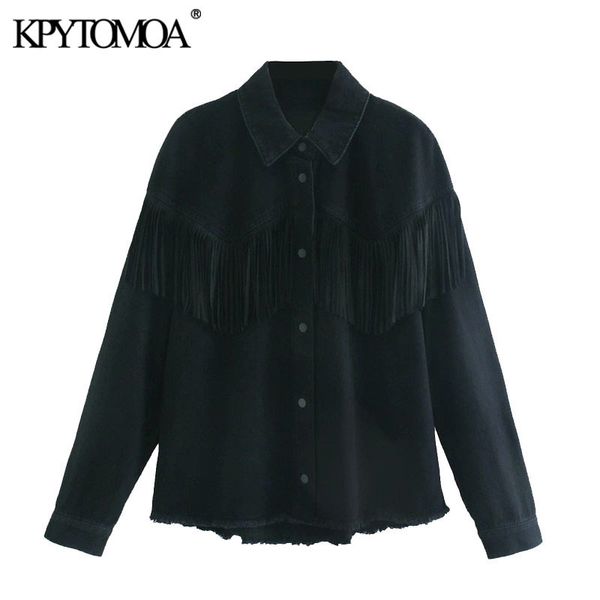 women fashion fringe trims loose denim jacket coat vintage long sleeve frayed tassel female outerwear chic 210416, Black;brown
women fashion fringe trims loose denim jacket coat vintage long sleeve frayed tassel female outerwear chic 210416, Black;brown