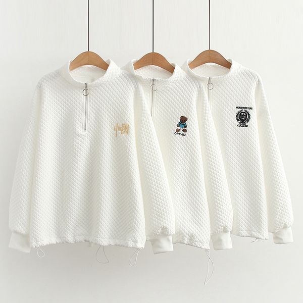 grm15964 autumn new korean sweet half zipper cartoon embroidery pullover drawstring sweater casual women's top, Blue;black
grm15964 autumn new korean sweet half zipper cartoon embroidery pullover drawstring sweater casual women's top, Blue;black