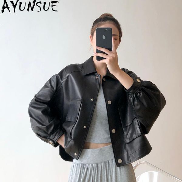 short motorcycle genuine leather jacket real sheepskin coat spring jackets for women clothing korean veste femme women's & faux, Black
short motorcycle genuine leather jacket real sheepskin coat spring jackets for women clothing korean veste femme women's & faux, Black