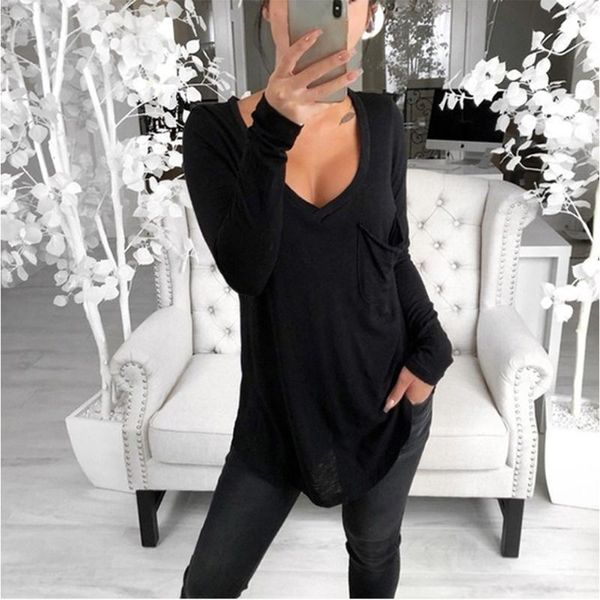 baggy v neck tunic solid front pocket loose blouse long sleeve casual pullover ladies daily women shirts women's blouses &, White
baggy v neck tunic solid front pocket loose blouse long sleeve casual pullover ladies daily women shirts women's blouses &, White