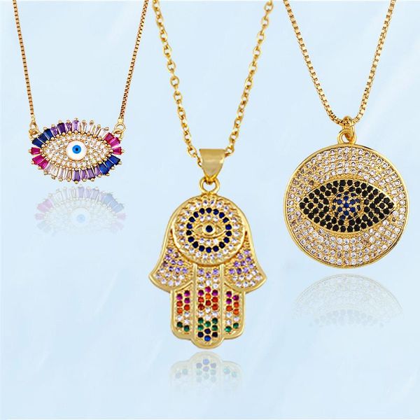 pendant necklaces evil eye necklace for women round golden silver color couple rainbow zircon female retro neck accessories
pendant necklaces evil eye necklace for women round golden silver color couple rainbow zircon female retro neck accessories