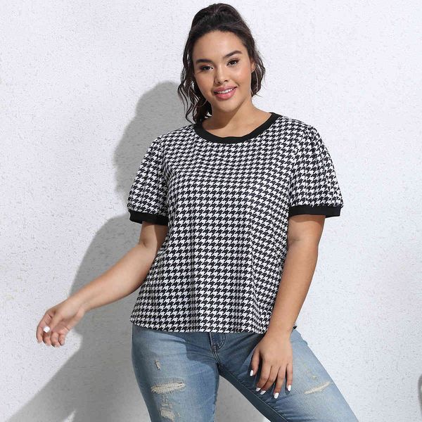 women's plus size hy365028# loose large short sleeve t-shirt plaid urban leisure simple top
women's plus size hy365028# loose large short sleeve t-shirt plaid urban leisure simple top