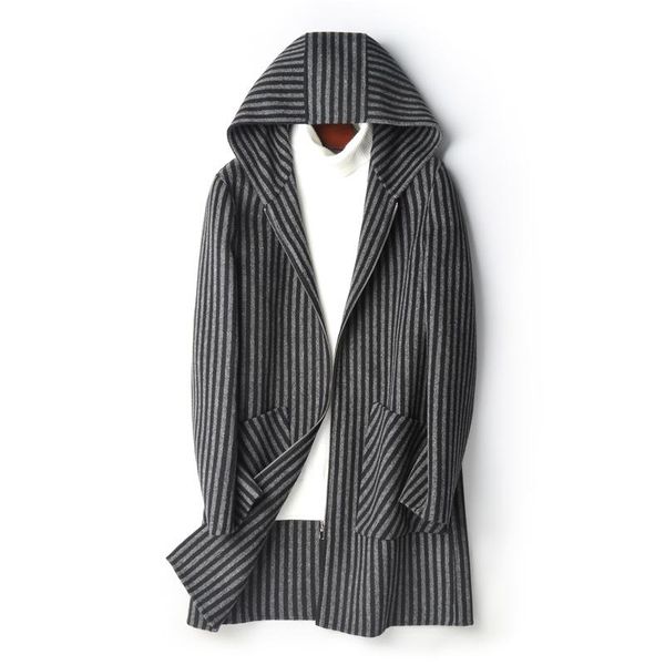 men's wool & blends yolanfairy autumn winter double sided coats warm hooded striped long jackets casaco d-04-19525 mf642, Black
men's wool & blends yolanfairy autumn winter double sided coats warm hooded striped long jackets casaco d-04-19525 mf642, Black
