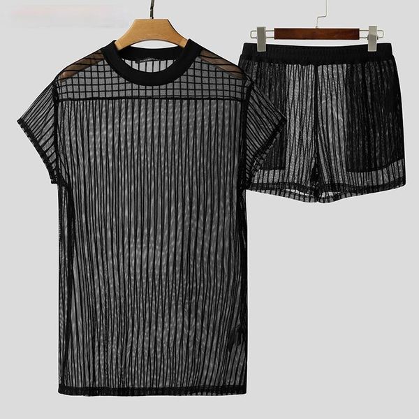 men's tracksuits men mesh sets transparent homewear short sleeve o neck t shirt shorts nightwear party suits streetwear s-5xl incerun, Gray
men's tracksuits men mesh sets transparent homewear short sleeve o neck t shirt shorts nightwear party suits streetwear s-5xl incerun, Gray