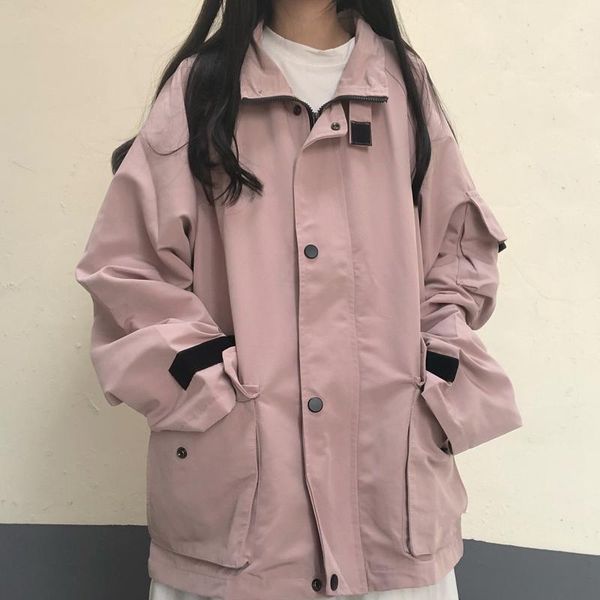 women's jackets 2021 spring and autumn loose korean style casual fashion retro overalls., Black;brown
women's jackets 2021 spring and autumn loose korean style casual fashion retro overalls., Black;brown