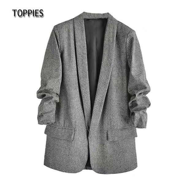 ies leisure blazer women loose suit jacket solid color plus size ladies blazer pleated sleeve 210412, White;black
ies leisure blazer women loose suit jacket solid color plus size ladies blazer pleated sleeve 210412, White;black