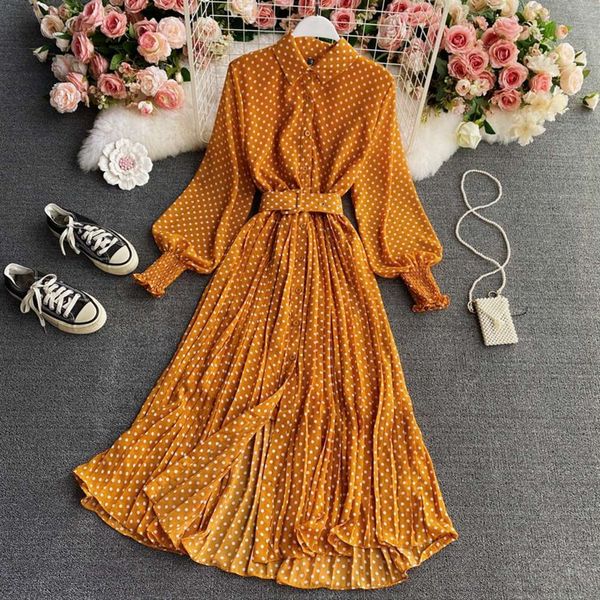 casual dresses dress polka dot chiffon shirt collar spring and autumn chic gentle temperament waist tuck long pleated yak0, Black;gray
casual dresses dress polka dot chiffon shirt collar spring and autumn chic gentle temperament waist tuck long pleated yak0, Black;gray
