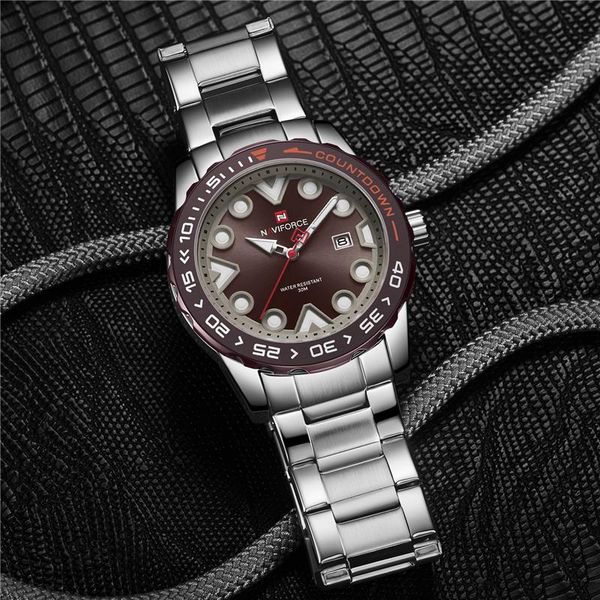 wristwatches naviforce brand watches men's steel strap mens watch quartz sport clock date waterproof wrist relogio masculino, Slivery;brown
wristwatches naviforce brand watches men's steel strap mens watch quartz sport clock date waterproof wrist relogio masculino, Slivery;brown