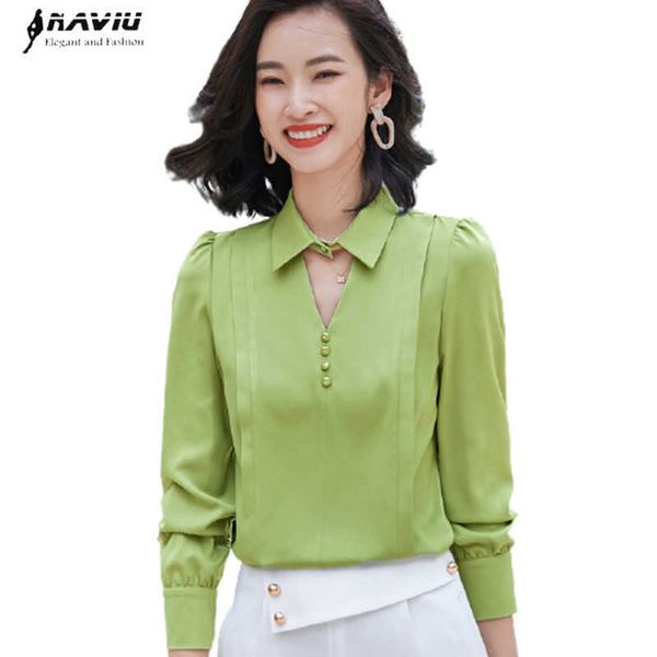 fruit green shirt women long sleeve satin autumn design temperament v neck chiffon blouses office ladies fashion work 210604, White
fruit green shirt women long sleeve satin autumn design temperament v neck chiffon blouses office ladies fashion work 210604, White