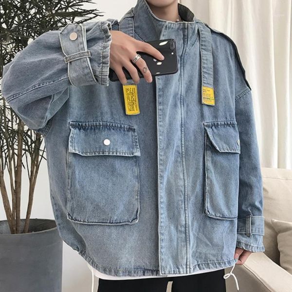 spring and autumn denim jacket korean casual fashion loose harajuku streetwear bomber bombing street big pocket men's jackets, Black;brown
spring and autumn denim jacket korean casual fashion loose harajuku streetwear bomber bombing street big pocket men's jackets, Black;brown