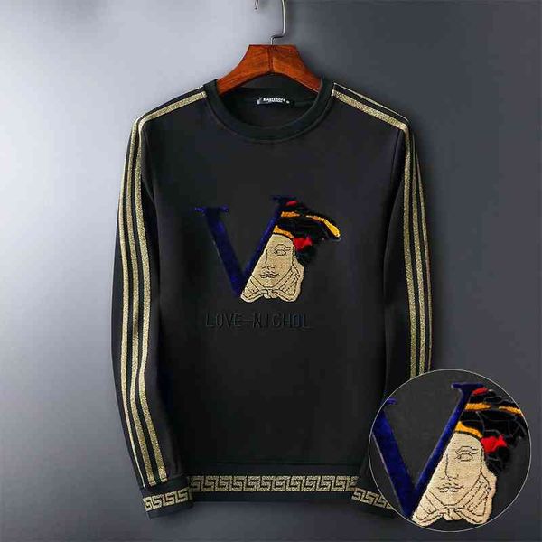 men's fashion brand hoodie toothbrush embroidery round neck pullover long sleeve bottom shirt european men's sweater, Black
men's fashion brand hoodie toothbrush embroidery round neck pullover long sleeve bottom shirt european men's sweater, Black