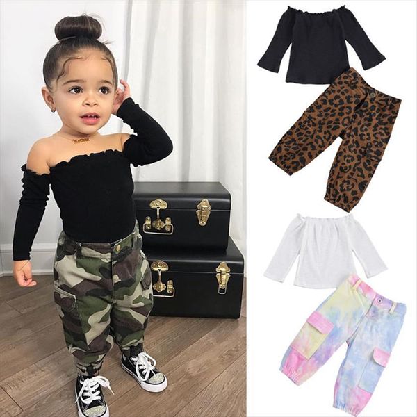 2pcs fashion fall toddler girls outfits suit off should long sleeve ribbing elastic leopard camo trousers pocket set, White
2pcs fashion fall toddler girls outfits suit off should long sleeve ribbing elastic leopard camo trousers pocket set, White