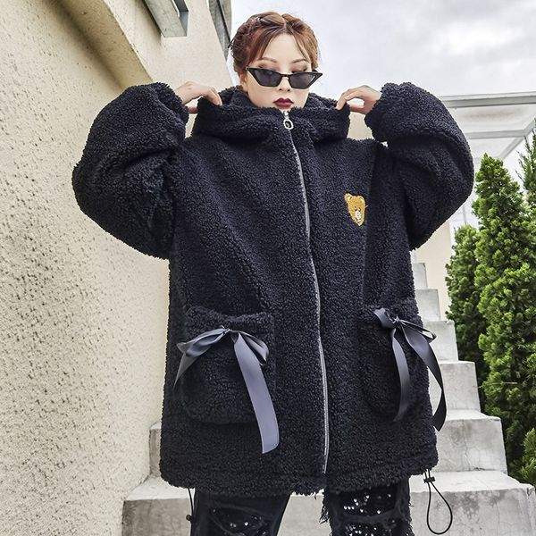 hoodies women's coat women winter velvet thick lazy cardigan hooded bowknot embroidery plus size sweater, Black
hoodies women's coat women winter velvet thick lazy cardigan hooded bowknot embroidery plus size sweater, Black