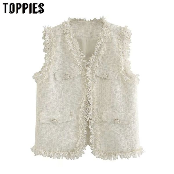 ies women beige tassel waistcoat casual spring outwear vest coat buttons jacket 210412, White;black
ies women beige tassel waistcoat casual spring outwear vest coat buttons jacket 210412, White;black