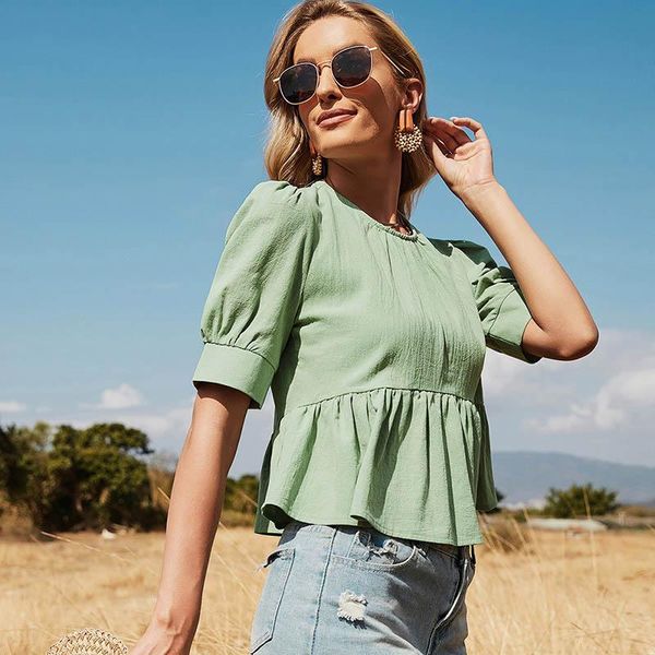women's blouses & shirts green patchwork chiffon blouse solid loose ruffle single-breasted at back 2021 spring fashion office ladies, White
women's blouses & shirts green patchwork chiffon blouse solid loose ruffle single-breasted at back 2021 spring fashion office ladies, White