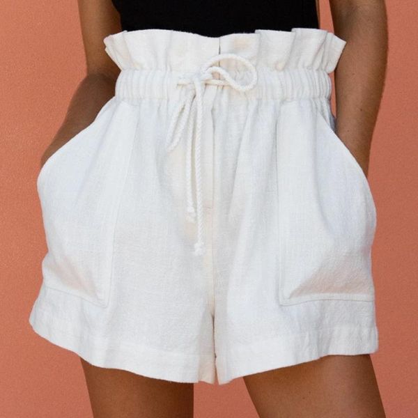 women's shorts cotton linen solid color women drawstring elastic high waist woman summer casual short loose, White;black
women's shorts cotton linen solid color women drawstring elastic high waist woman summer casual short loose, White;black