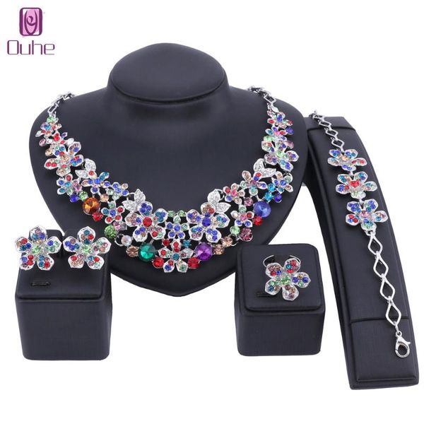 earrings & necklace stunning crystal flower wedding jewelry choker bracelet ring set women bridal, Silver
earrings & necklace stunning crystal flower wedding jewelry choker bracelet ring set women bridal, Silver